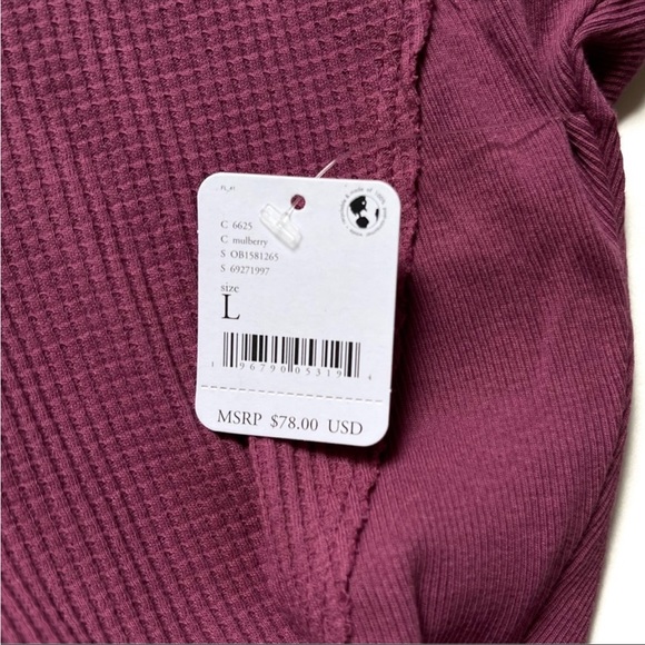 NWT Free People Santa Clara Thermal Top. Mulberry (Wine). Size Large - Picture 6 of 8